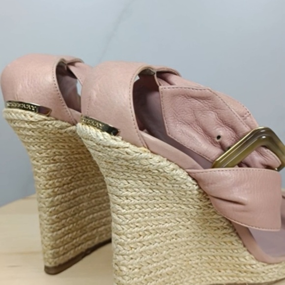 Burberry Catsbrook Wedge Sandal Espadrille Blush Pink Size 38 - Picture 6 of 10
